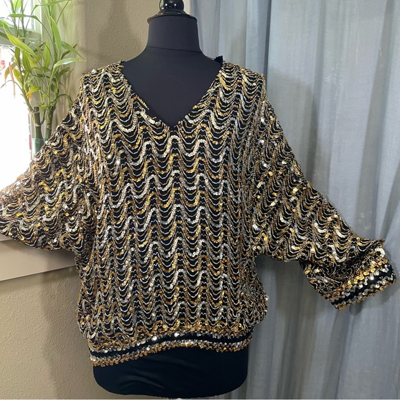 Vintage 80s sequin top with lining - Picture 1 of 9